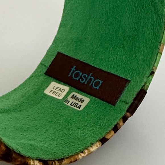 Tasha Green and Brown Leopard Print Bracelet - Picture 5 of 7